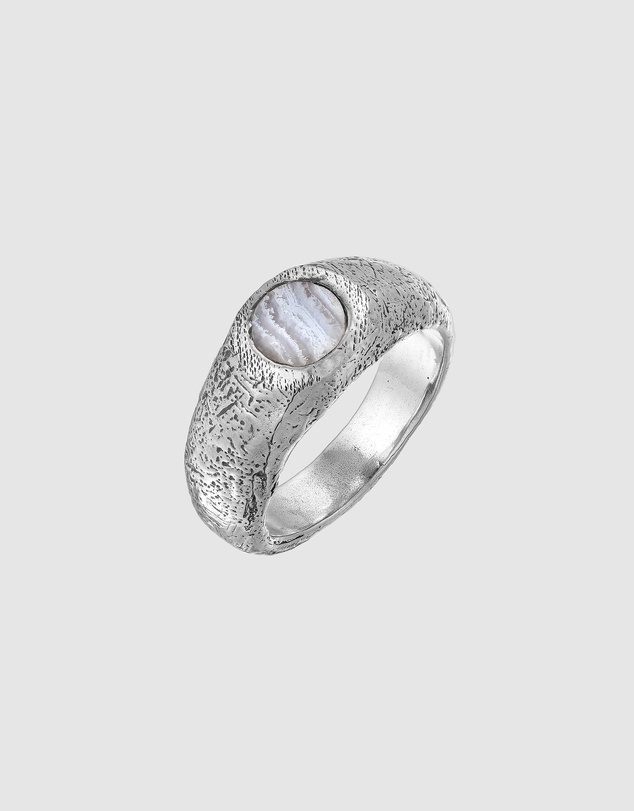 Haze & Glory - ICONIC EXCLUSIVE - Ring Men Blue Agate Signet 925 Sterling Silver
