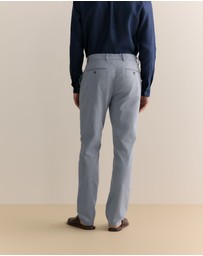Trenery - Regular Fit Yarn Dyed Cotton Dobby Chino in Strong Blue