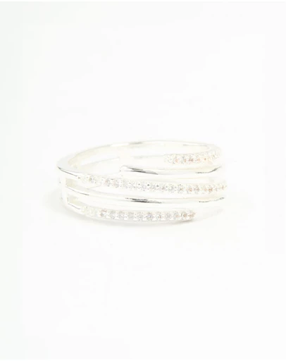 Lovisa - Silver Plated Cubic Zirconia Dainty Wrap Ring
