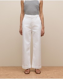 Trenery - Australian Cotton Blend Denim Tailored Pant in White