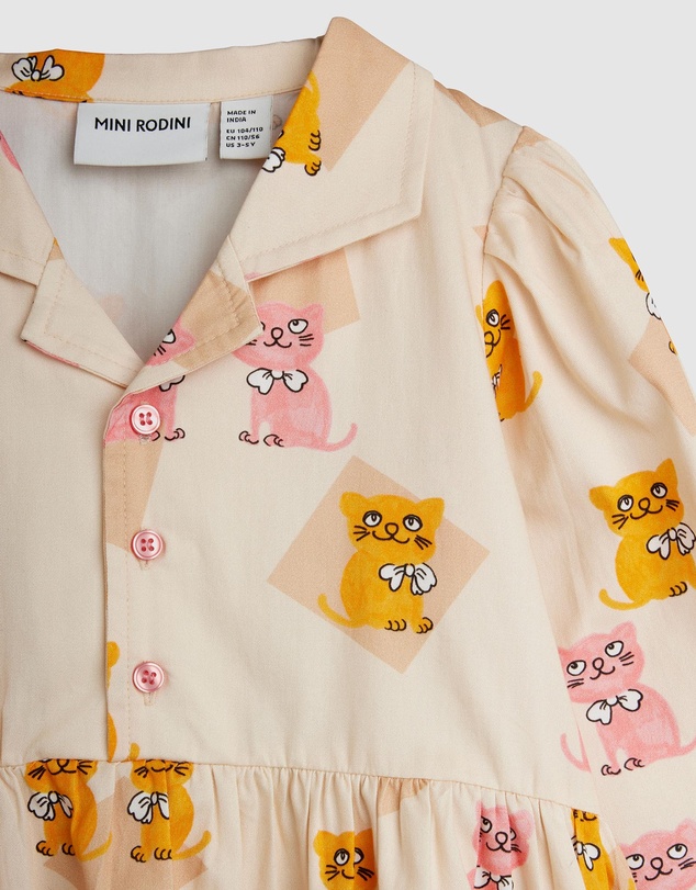 Mini Rodini - Kittens Aop Woven LS Dress