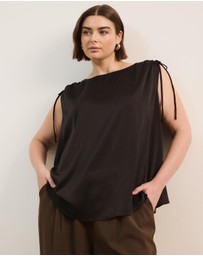 Atmos&Here Curvy - Ava Satin Tie Detail Top