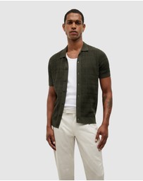 Politix - Wave Knit Button Down Short Sleeve Shirt