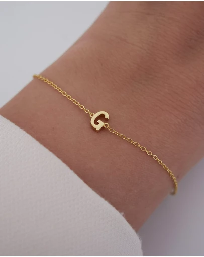 The Silver Collective - Petite A-Z Letter Bracelet Gold - G