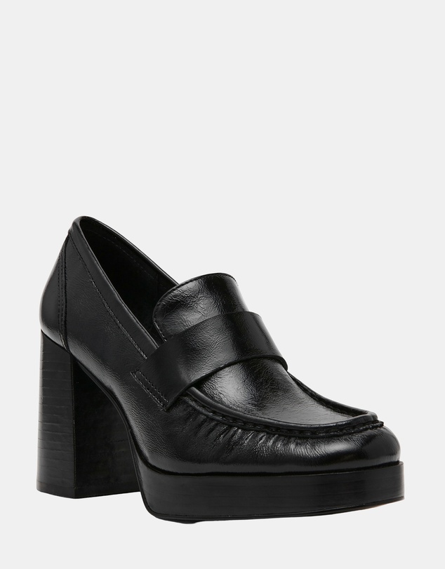 Steve Madden - Munday Black Leather Heels