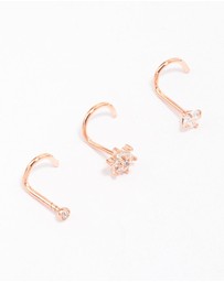 Lovisa - Rose Gold Plated Surgical Steel Flower Nose Piercing 3-Pack