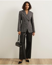 Atmos&Here - Beth Cinched Waist Tweed Blazer