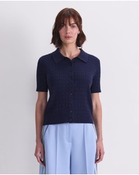 Sportscraft - Cotton Cable Short Sleeve Knit Top