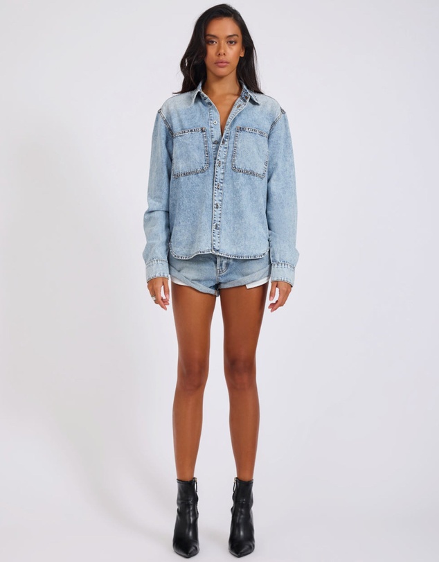ONE TEASPOON - Nixie Classic Fit Denim Shirt - Acid Blue