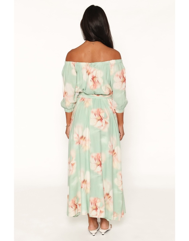 Petal & Pup - Nori Off Shoulder Maxi Dress - Jade Green Blurred Floral