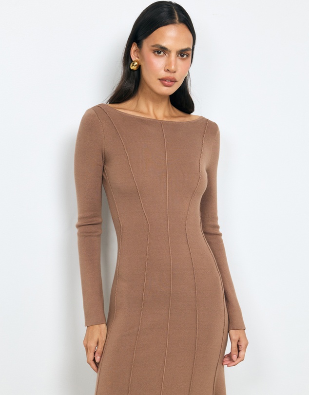 AERE - Nori Panelled Knit Midi Dress