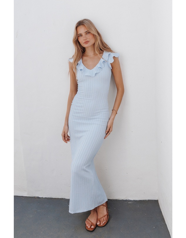 Petal & Pup - Parletto Knitted Maxi Dress - Blue