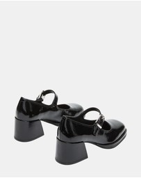 Steve Madden - Lisbon Black Crinkle Patent Mary Jane Loafers