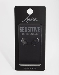 Lovisa - Black Coated Metal Surgical Steel 8mm Sleeper Earrings