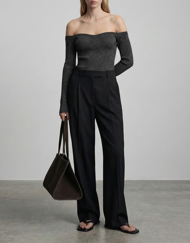 FRIEND of AUDREY - Off-Shoulder Sparkle Knit Top