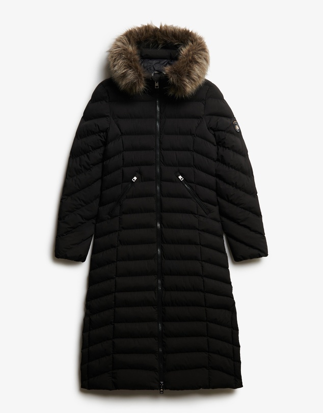 Superdry - Fuji Faux Fur Hooded Longline Slim Fit Jacket