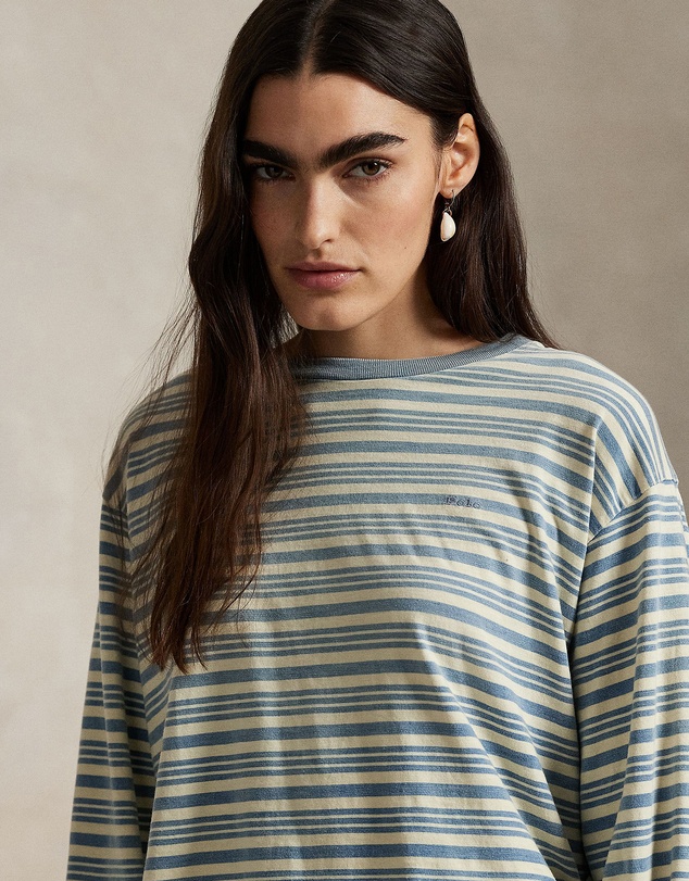 Polo Ralph Lauren - Striped Jersey Cropped Long-Sleeve Tee