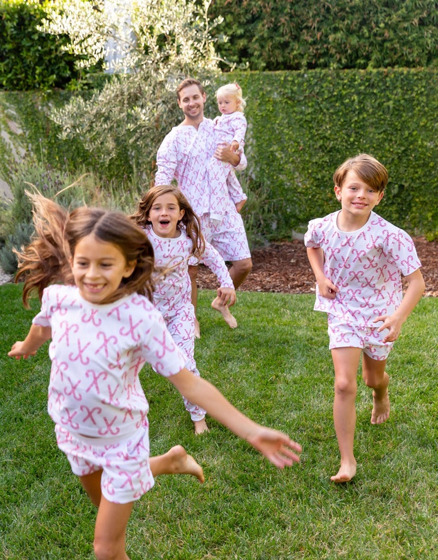 Sant And Abel - Kids Christmas Candy Cane Long PJ Set