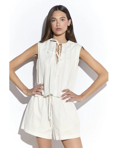 Glamorous - Pleated Tie Front Blouse