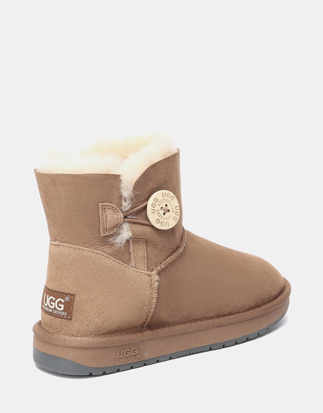 EVERAU - Australian Shepherd Ugg Mini Button Sheepskin Upper UGG Boots