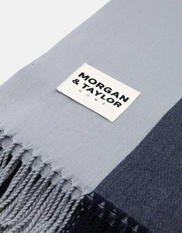 Morgan & Taylor - August Throw Blanket in Light Blue & Navy Blue Stripes