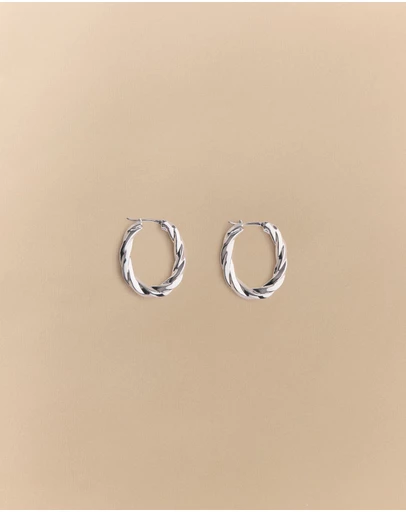 Trenery - Era Twist Hoop Earrings in Silver