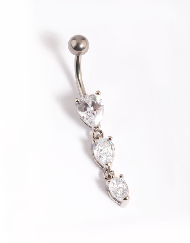 Lovisa - Titanium Pear Drop Belly Bar