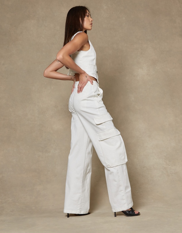 DRICOPER DENIM - Cargo Ivory Wide Leg Pants