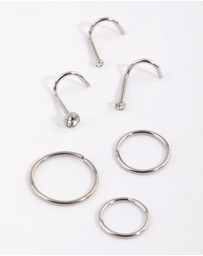Lovisa - Surgical Steel Diamante Nose Stud 6-Pack