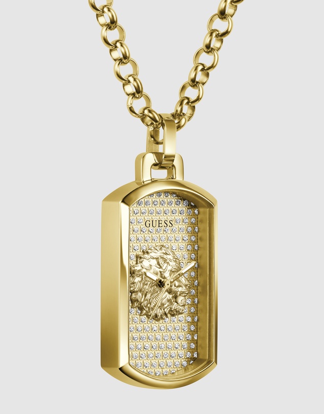 GUESS - GUESS Mens Gold-Tone Analogue Watch Neckalce