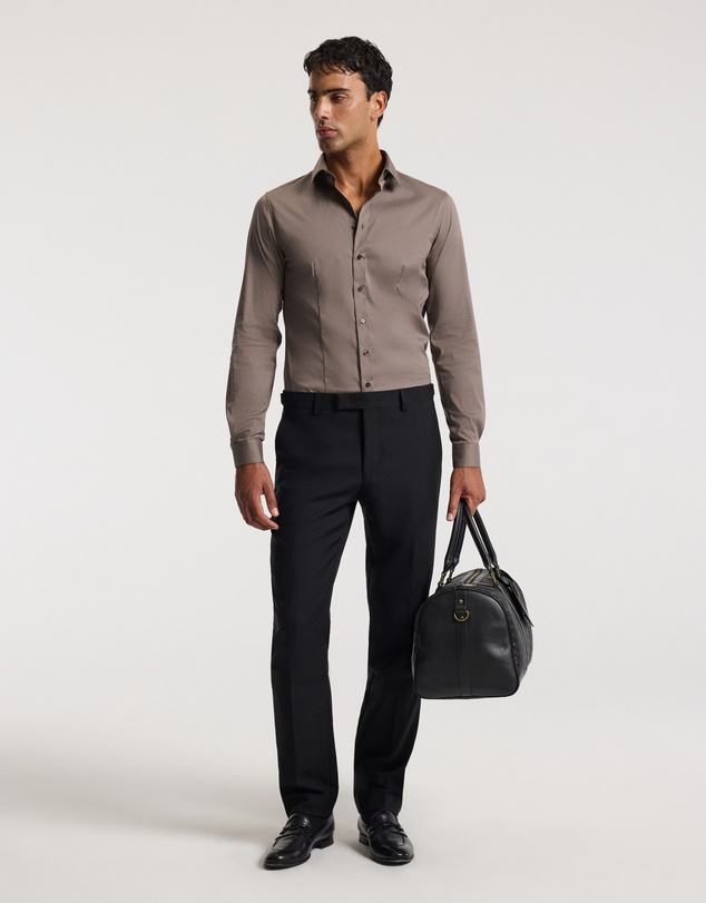 Calibre - Stretch Cotton Poplin Shirt Sepia
