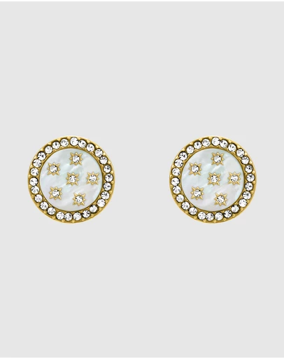 Fossil - JEWELRY Classic Mother-of-Pearl Gold-Tone Stud Earrings