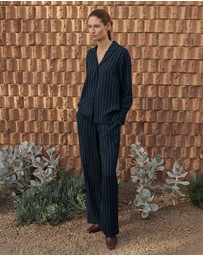 Trenery - Rope Stripe Pull On Pant in Navy