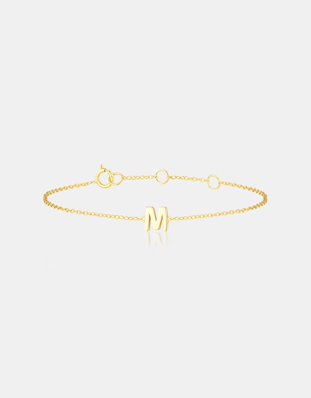 The Silver Collective - Children's A-Z Letter Bracelet - M