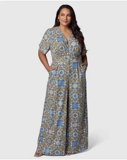 Something 4 Olivia - Zoe Linen Printed Jumpsuit