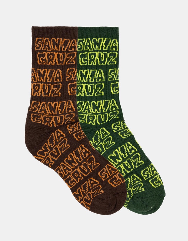 Santa Cruz - Multi Cruz Stack Repeat Crew Socks - Kids-Teens