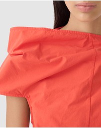 Bassike - Crushed Cotton Shoulder Dress