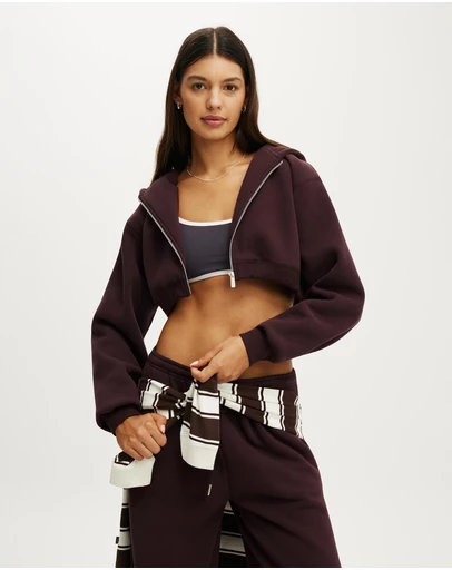 Cotton On Body Active - Plush Micro Cropped Zip Through