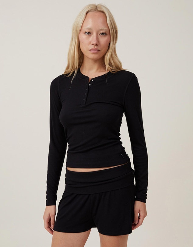 Cotton On Body - Sleep Recovery Henley Long Sleeve Tee