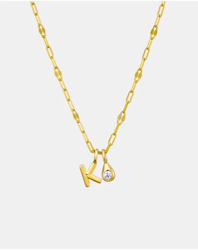 Zoe Olivia - 14K Gold Vermeil Imprint Initial K Cubic Zirconia Necklace
