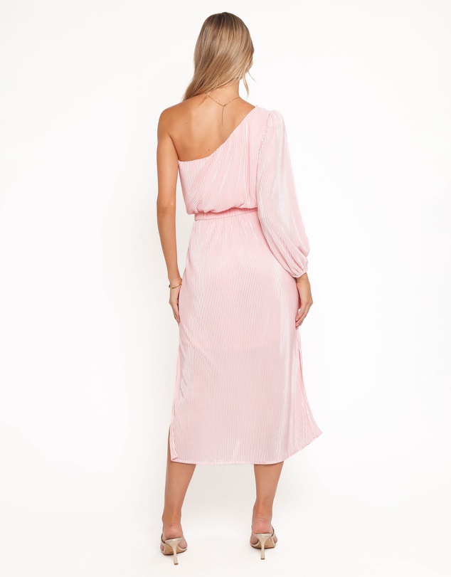Petal & Pup - Pontee One Shoulder Pleated Midi Dress - Pink