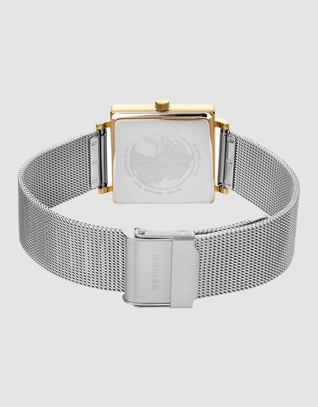 Bering - Bering Classic 26mm Polished Gold Case and Silver Strap Watch
