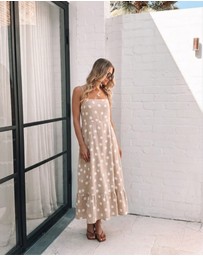 Esther & Co - Crescent Dress - Beige Spot