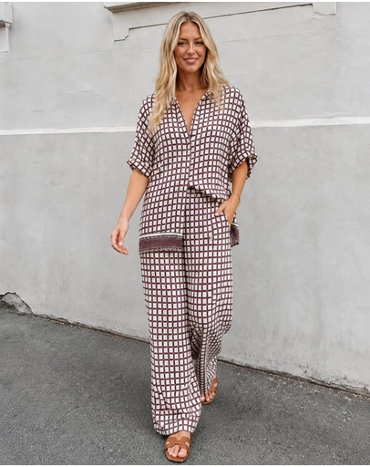 Esther & Co - Mitzi Top - Cocoa Check