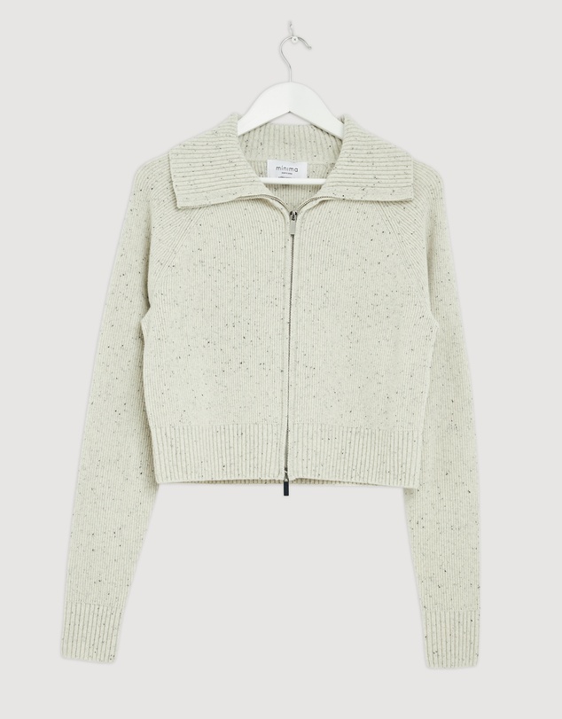 Revibe - Repaired Minima Esenciales Niles Merino Wool Zip Cardigan - AU 8