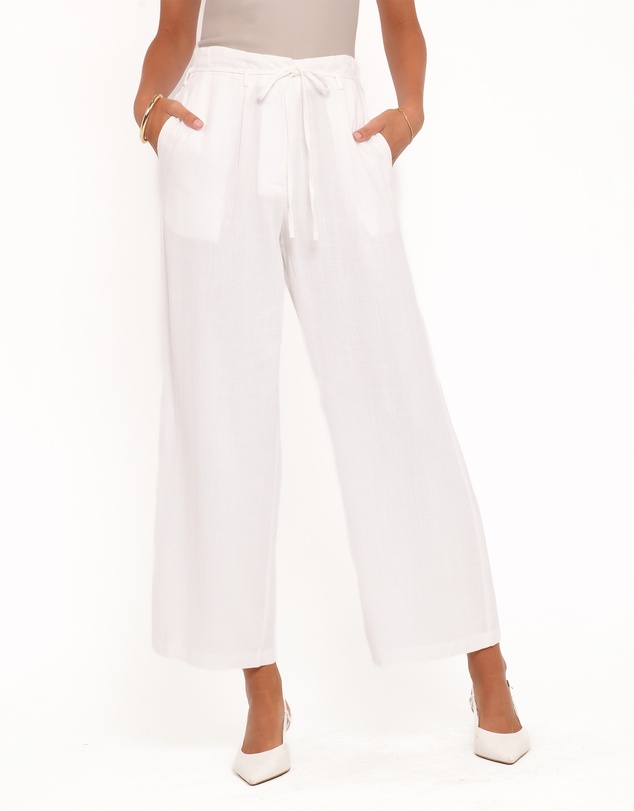 Petal & Pup - Andrew Wide Leg Linen Blend Pant - White