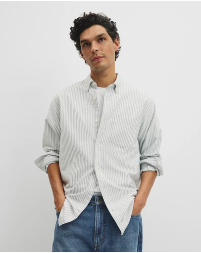 Country Road - Regular Fit Australian Good Earth Cotton Oxford Stripe Shirt