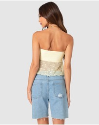 EDIKTED - Embroidered Sheer Strapless Top