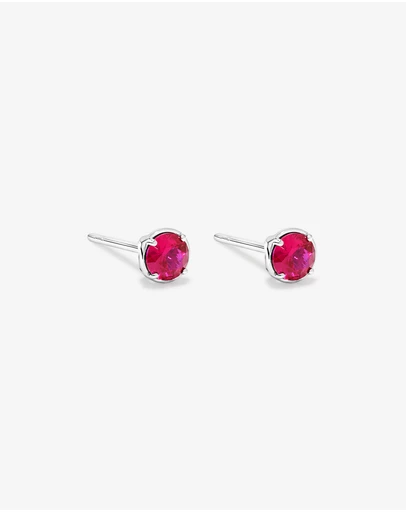 Michael Hill - Round Created Ruby Stud Earrings in Sterling Silver