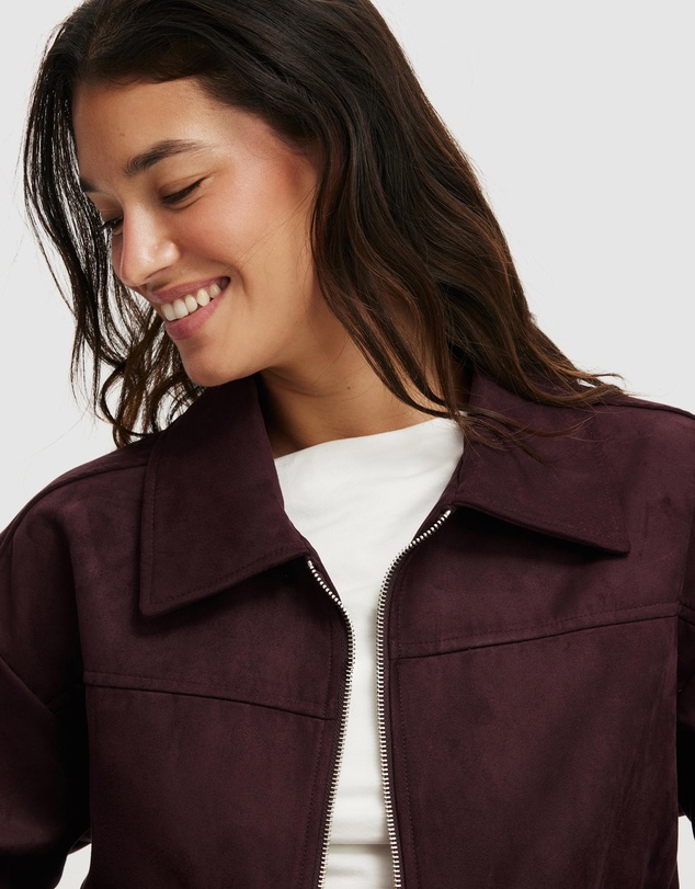 Cotton On - Sophia Faux Suede Utility Bomber Jacket
